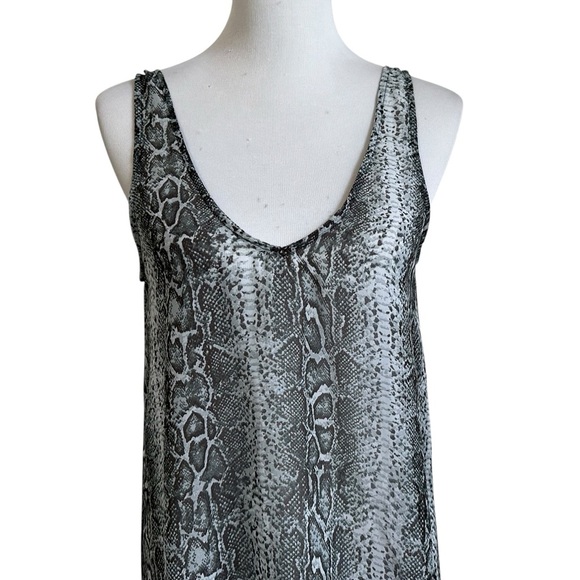 Show Me Your Mumu Women Sheer Snakeskin V Neck Maxi dress Sz Med Gray Sleeveless - Picture 3 of 9